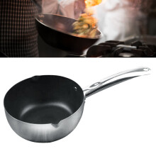 Kleine 22 cm Edelstahl-Saucepfanne mit Antihaft-Beschichtung, japanisches Design mit Ausgussöffnungen