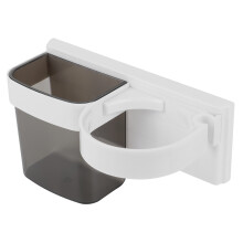 Bathroom Shelf With Non-Hole Mounting, Breathable Hair Dryer Rack Wall Hanging, ABS Material Punch-Free Installation, Self-Contained Glue, Black Trans