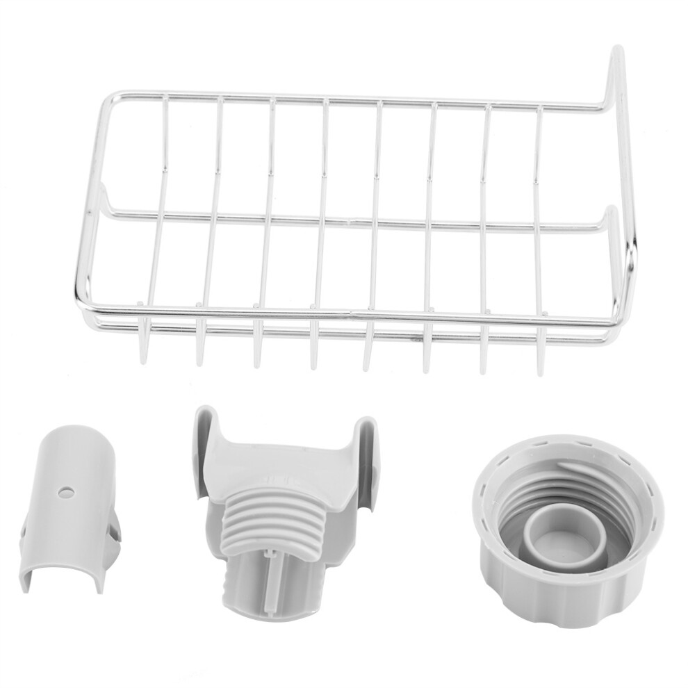 Sink Drainer Shelf Sponge Organizer, Stainless Steel Sponge Rack With Detergent Holder 9138057348637