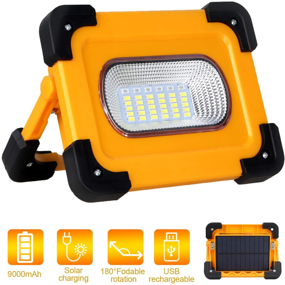 Battery Powered Led Work Light, Super Bright 30W Rechargeable With 1500 Lumens, Durable And Waterproof Construction, Offers 3 Brightness Modes, Comes 9128293349031