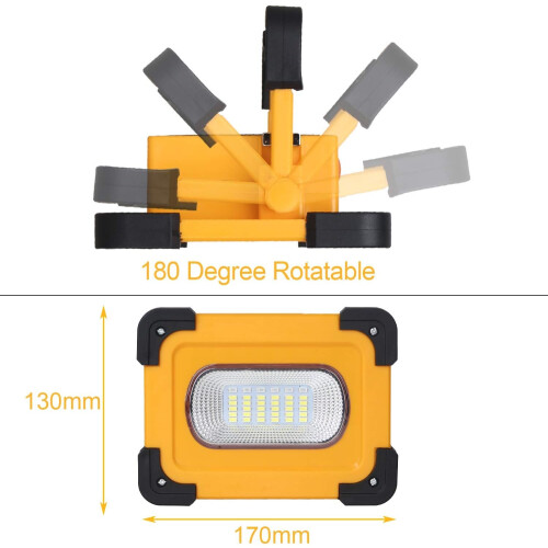Επαναφορτιζόμενο & Ηλιακό Φως Εργασίας LED 30W, Φορητός Προβολέας 1500Lumens, Αδιάβροχος 2