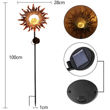Solar-Powered Outdoor Lighting, Garden Decor Stake with Crackle Glass, Easy Installation Stainless Steel for All-Weather Use, Waterproof Decorative