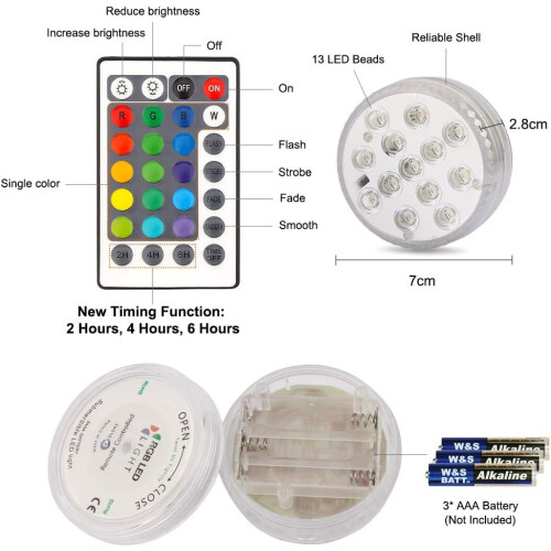 Φωτισμός περιβάλλοντος Υποβρύχια φώτα LED, IP68 Αδιάβροχη προστασία για μπολ ή 1