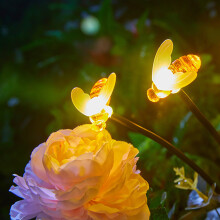 Warm White Magic: Solar Bees With Flexible Stems That Sway In The Breeze, Waterproof, Battery Operated, Adjustable Design, String Lights, Outdoor
