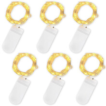 Flexible Silver Wire Fairy Lights, LED String Lights 2 Meter Battery Operated Warm White Mini Lights Waterproof for Indoor Outdoor Decoration Micro