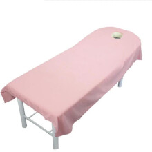Massage table cover Solid color polyester for beauty salons (Pink, 120x190cm NO Hole)