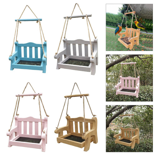 Automatic Hanging Pet Feeders Bird Useful Swing Chair-Blue 2