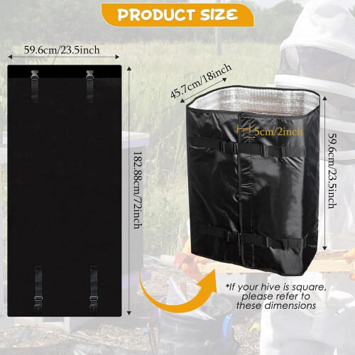 Winter Bee Hive Wrap 600D Oxford Cloth Windproof Coldproof Reusable Adjustable Beehive Cover Beekeeping 2
