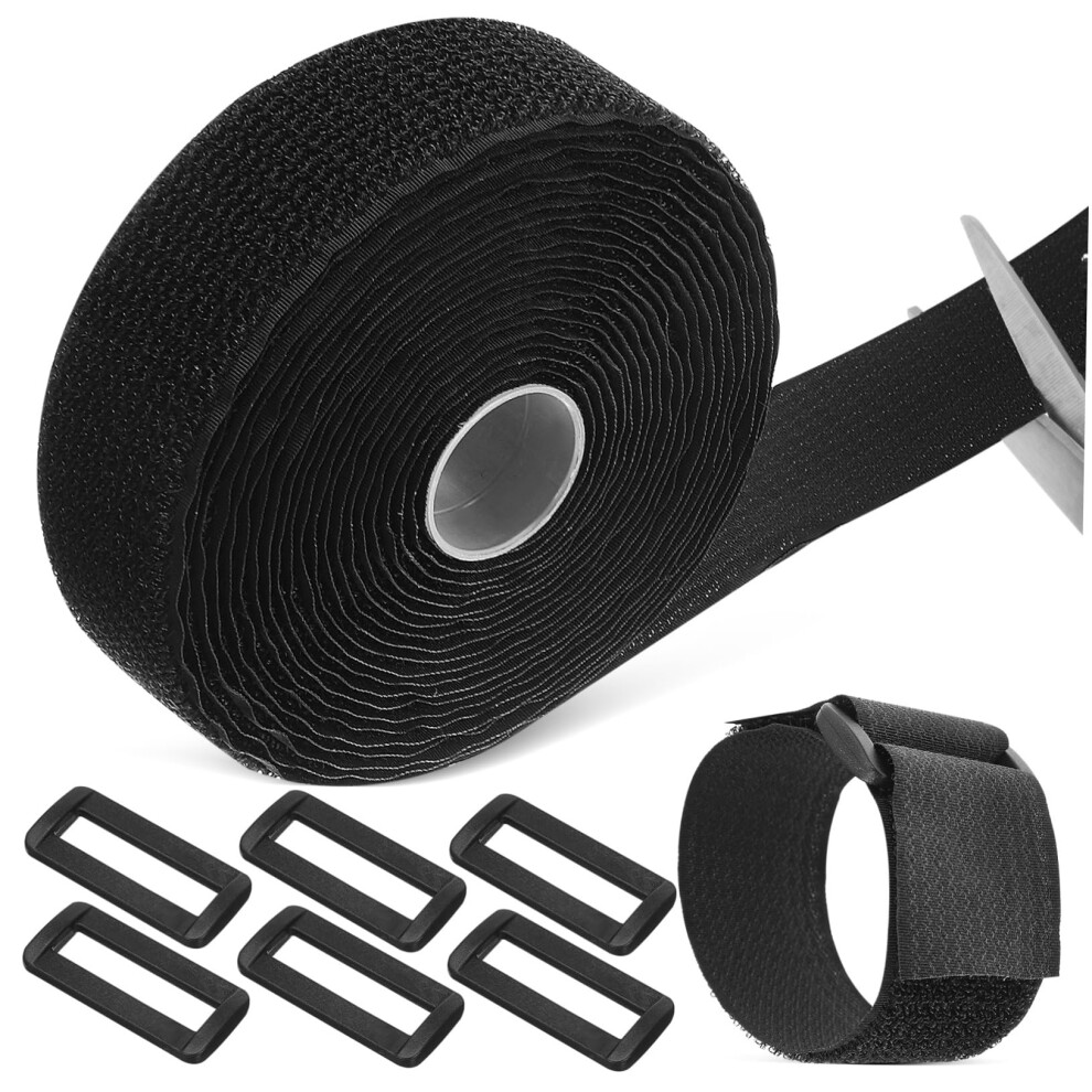 1 Roll Of Selfadhesive Elastic Reusable Fastening Cable Tie Loop Straps Buckle Tie Cable Ties Secure Plastic Band Black 9365049862141