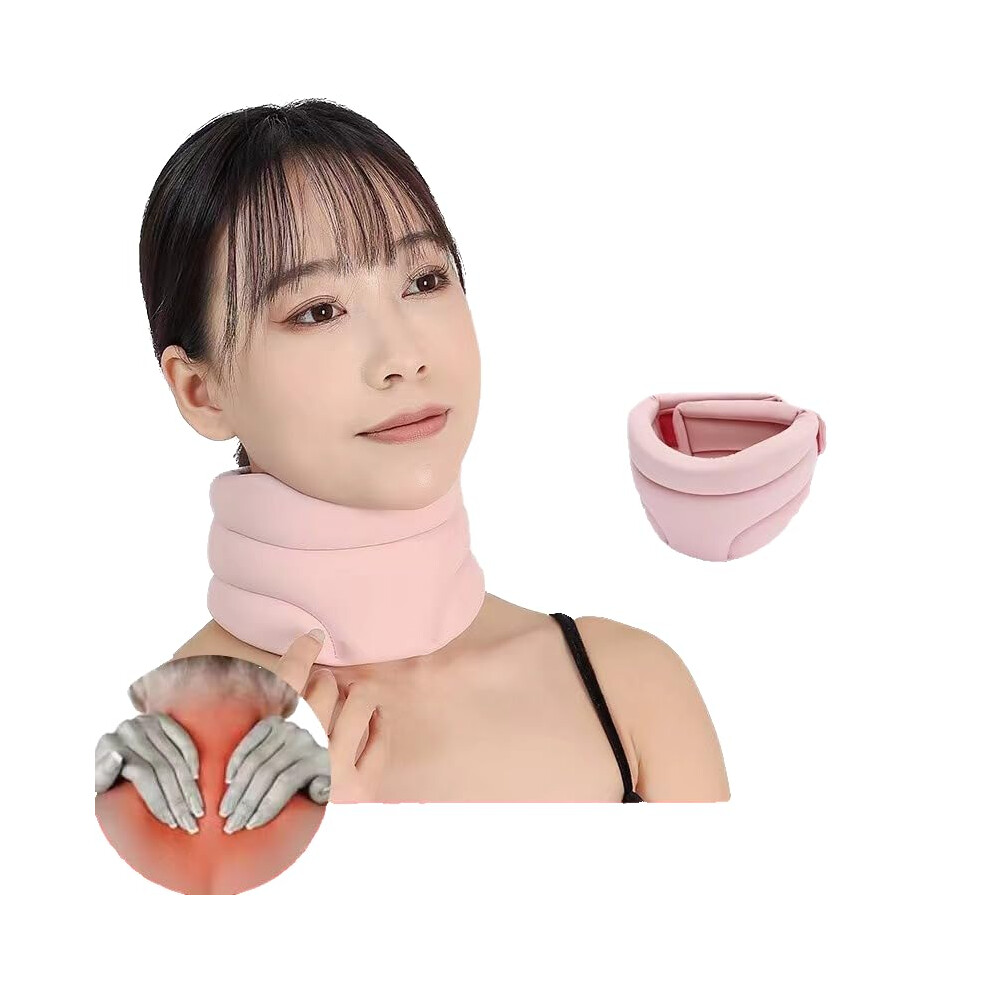 Pink Foam Neck Brace Adjustable Head And Neck Support Fixed Cervical Collar Relieves Spinal Pain One Size