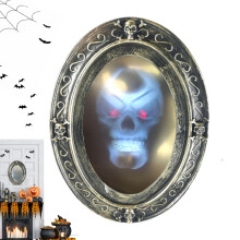 Motion Activated Halloween Mirror, Talking Oval Haunted Mirror, Motion Sensor Horror Prop, Creepy Indoor Decoration