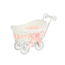 Woven Plastic Trolley For Candy Handcrafted-Yuanbao cart pink
