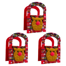 Festival Checkered Reindeer Design Kids Hand Bag Sustainable