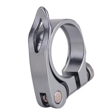 Seatpost Clamp Aluminium 34.9mm Quick Release Road Bike Seat Tube Clip Silver