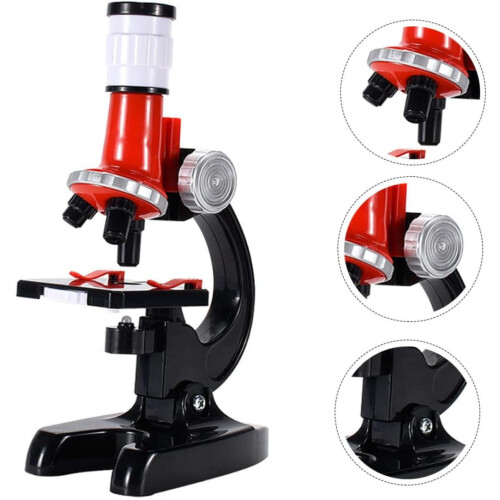 1 Microscope Scientific Microscope Biological Experimental Microscope Biological Observation Instrument Early Education Red 1