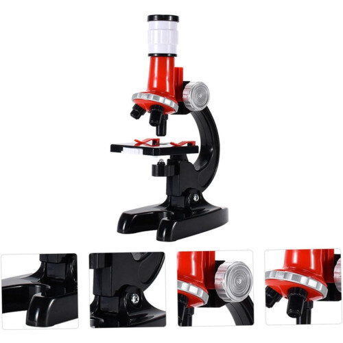 1 Microscope Scientific Microscope Biological Experimental Microscope Biological Observation Instrument Early Education Red 2