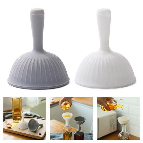 Leakproof Silicones Kitchen Funnel High Temperatures-White 2