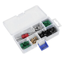 A/C Autos Valve Recharge Hose Gaskets Kit AC Manifold Remover Tool 71Piece Valve Core Kit For Small And Large Cores