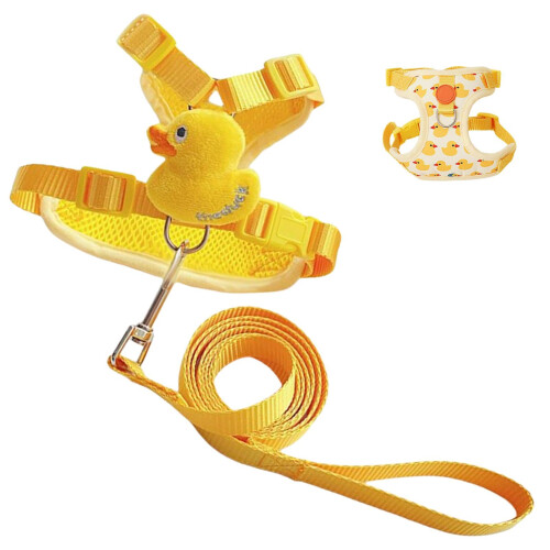 Hamster harness and leash set, nylon, duck pattern, adjustable, pet outdoor accessory