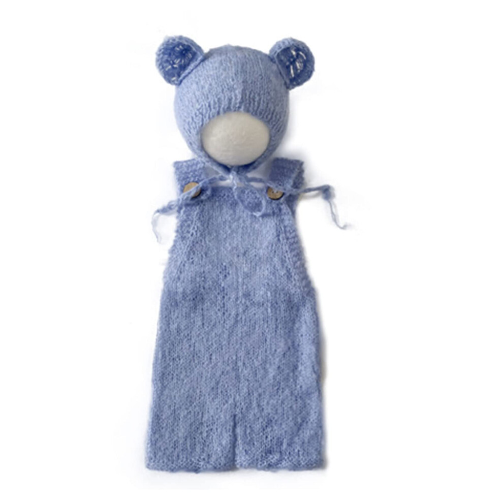 Newborn Photography Props Mohair Bear Hat Bonnet Romper Bodysuit Photoshoot Costume Unisex Newborn Outfit 9189345024535