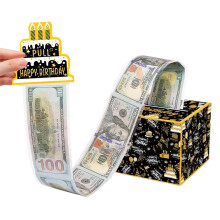 Cash Box Pull Out Birthday Cash Box Decoration Money Storage Box Black Gold