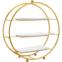 Tiered Serving Stand for Entertaining, Sturdy Porcelain Construction Three-Tier Display Set, Heat-Resistant Ceramic Serving Platters for Birthday, Wed