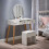 Elegant Vanity Set With LED Mirror Makeup Dressing Table Three-color Light LED Makeup Mirror Ample Storage Space For Cosmetics 2
