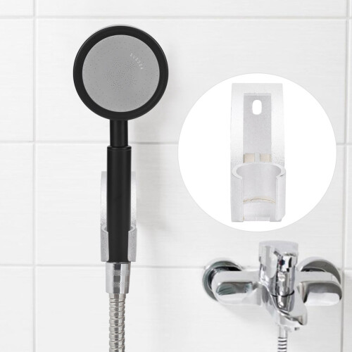 Universal Type Shower Wand Holder Aluminum Shower Head Bracket Rust Resistant Wall Mount Adjustable Angle Practical Bathroom Installation Accessory 1