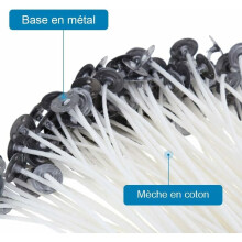 Mèche de bougie naturelle, pré-enduite à faible émission de fumée pour une combustion longue durée, 100 % coton, non toxique, matériau