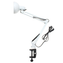 Metal Desk Lamp, Modern White Design Swing Arm Desk Lamps, Interchangeable Base Or Clamp, Premium Quality Metal Finish, Flexible Spring-Balanced Arm,