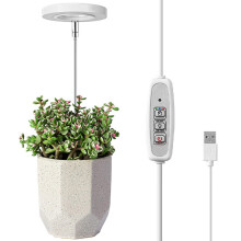 Lâmpada LED de espectro completo para plantas, altura ajustável com haste extensível, temporizador automático de ligar/desligar, alimentação