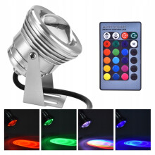Submersible LED Accent, RGB LED With Multi Color Changing For Outdoor Spot Lights, Waterproof Adjustable Lighting, Pool Decoration (Silver)