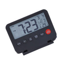 Foldable Small Travel Digital Alarm Clock with Calendar-Black
