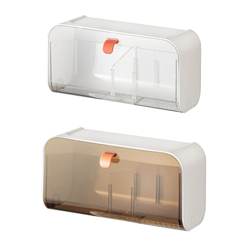 Wall Mounted Cotton Pad Storage Box Dustproof Bathroom-brown 1
