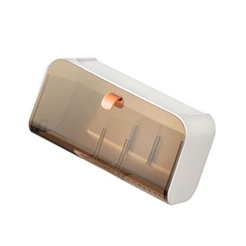 Wall Mounted Cotton Pad Storage Box Dustproof Bathroom-brown
