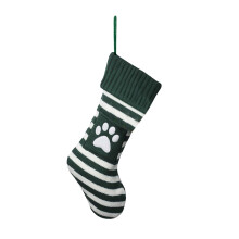 Charm Santa and Snowmans Knitting Stocking Portable-green paw