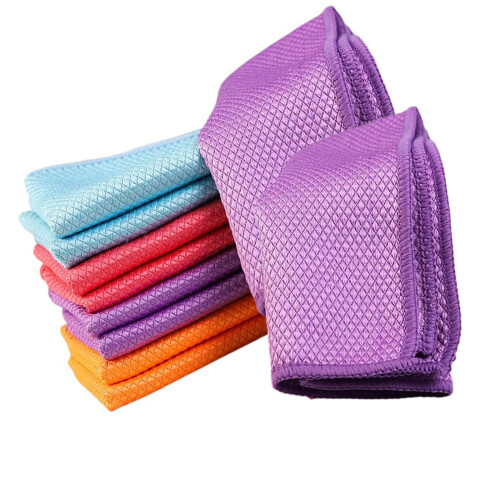 10Pcs Microfiber Fish Scales Cleaning Cloths-Overlock 30 X 30cm
