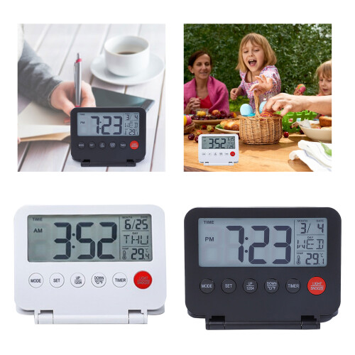 Electronic Desk Clock with Temperature Display and Date-White 2