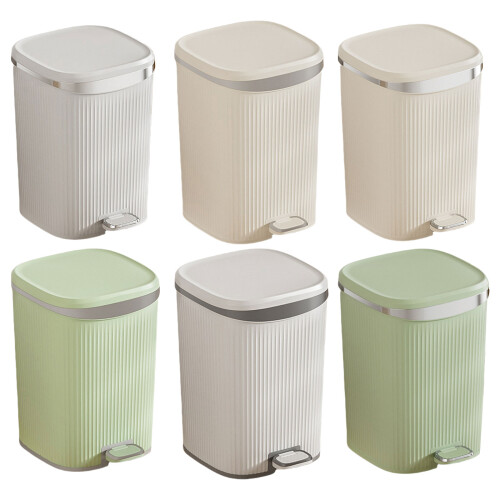 Foot Operated Garbage Bin Garbage Can Solid Plastic-cream color 1
