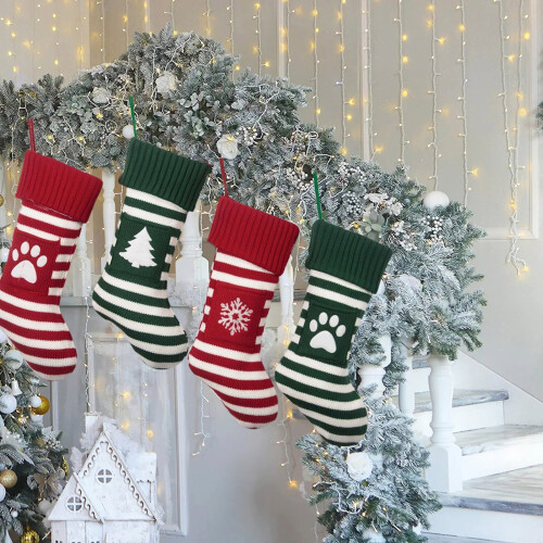 Warm and Comfortable Knitting Christmas Stocking-red elk 2