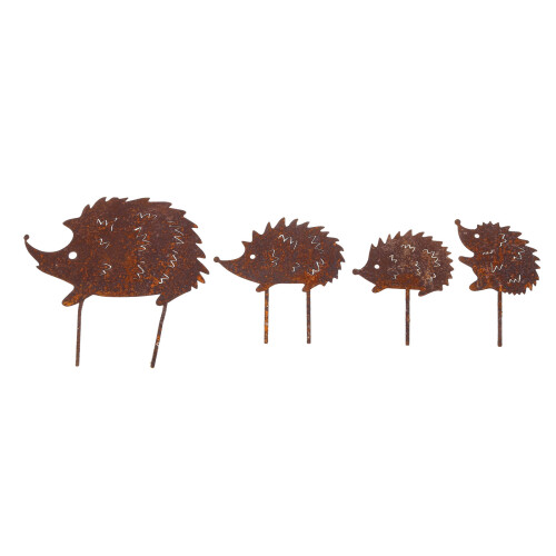 Garden Decors for Outside Metal Rust Animals-4 hedgehogs