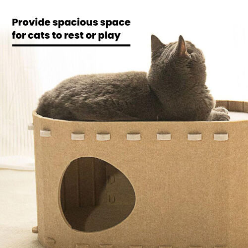 Cats House Assembly Cat Tree Bed for Indoor Cat-Light Grey 1