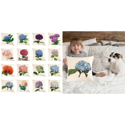 Housse de coussin à fleurs d'hortensia, taie d'oreiller-8 2