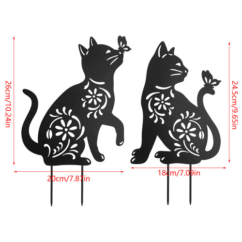 Décorations de jardin en métal pour chat, 1/2-Regarde le chat 2