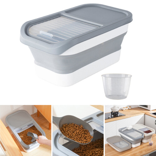 Sealed Dog Food Container with Clear Lid Space Saving-White 2