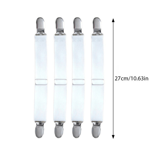 Sangle élastique pour drap de lit, 4 pièces, attaches à-Blanc 1