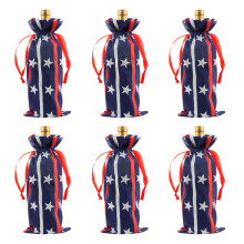 Sac pour bouteille de vin en flanelle, lot de 6 pièces, housse