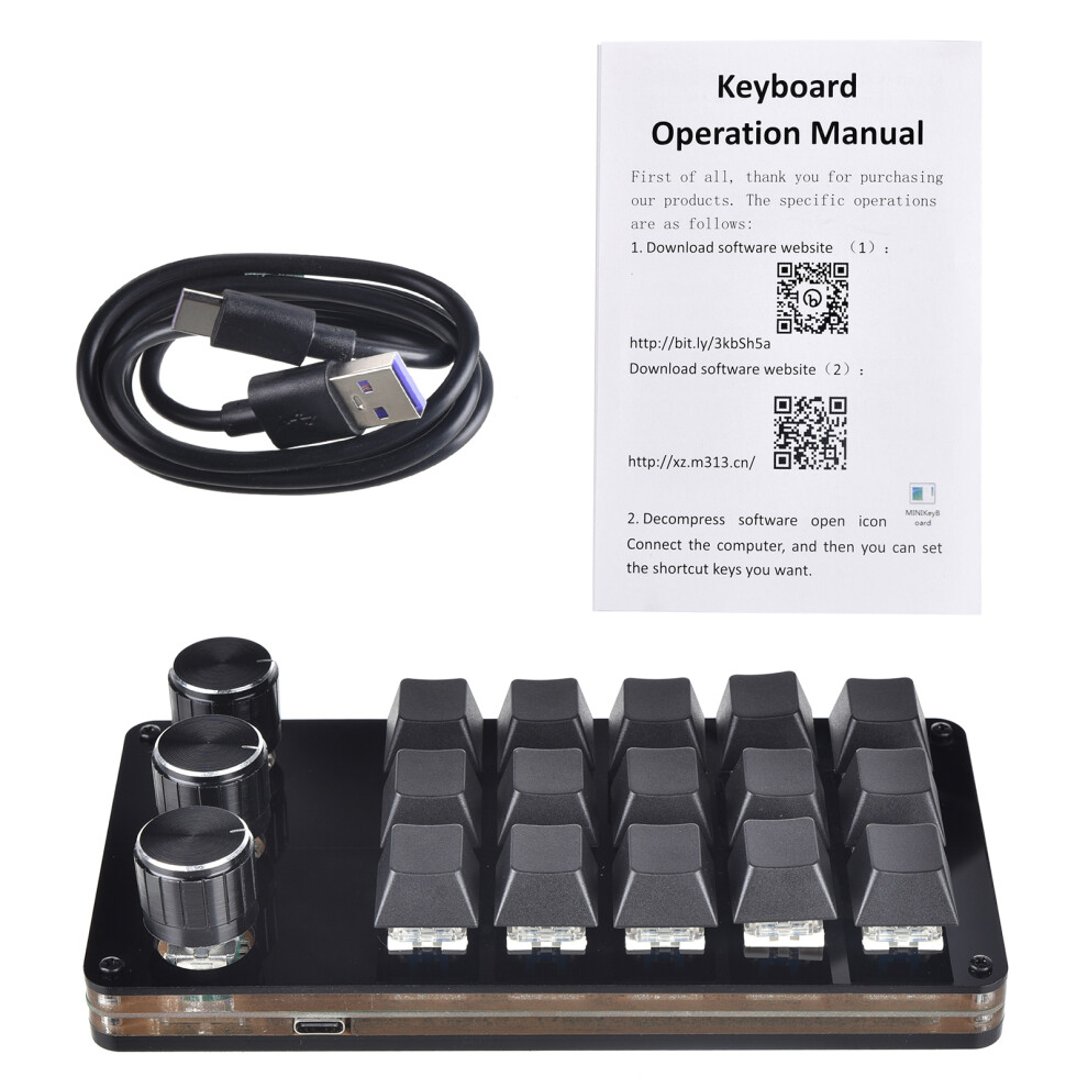 Programmable Gaming Keyboard With 15 Keys And 3 Knobs 7732000492280