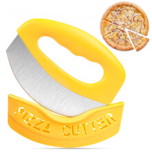 Professional Pizza Cutter, Stainless Steel Pizza Cutter with Lid and Dough Card