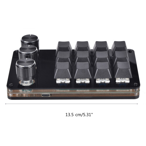 12 Keys USB Mini Keypad Programming Macro Pad with 3 Knobs Macro 2